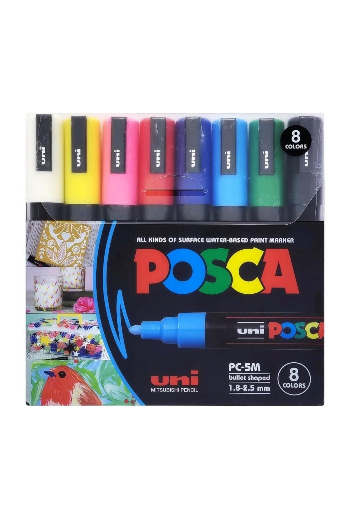 Uni POSCA 1.8-2.5 SuBazlıPosterMarkörü AnaRenk 8li