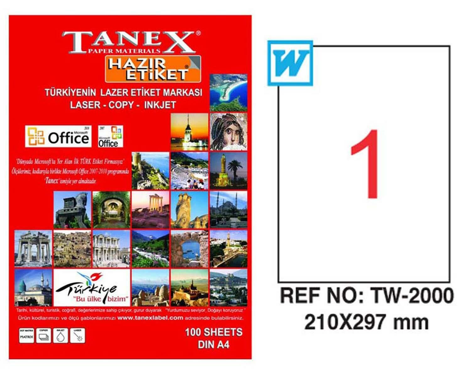 210X297 Laser Etiket Tw.2000