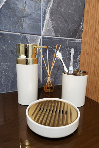 Lenox Altın Kaplama Sıvı Sabunluk Set - Bej