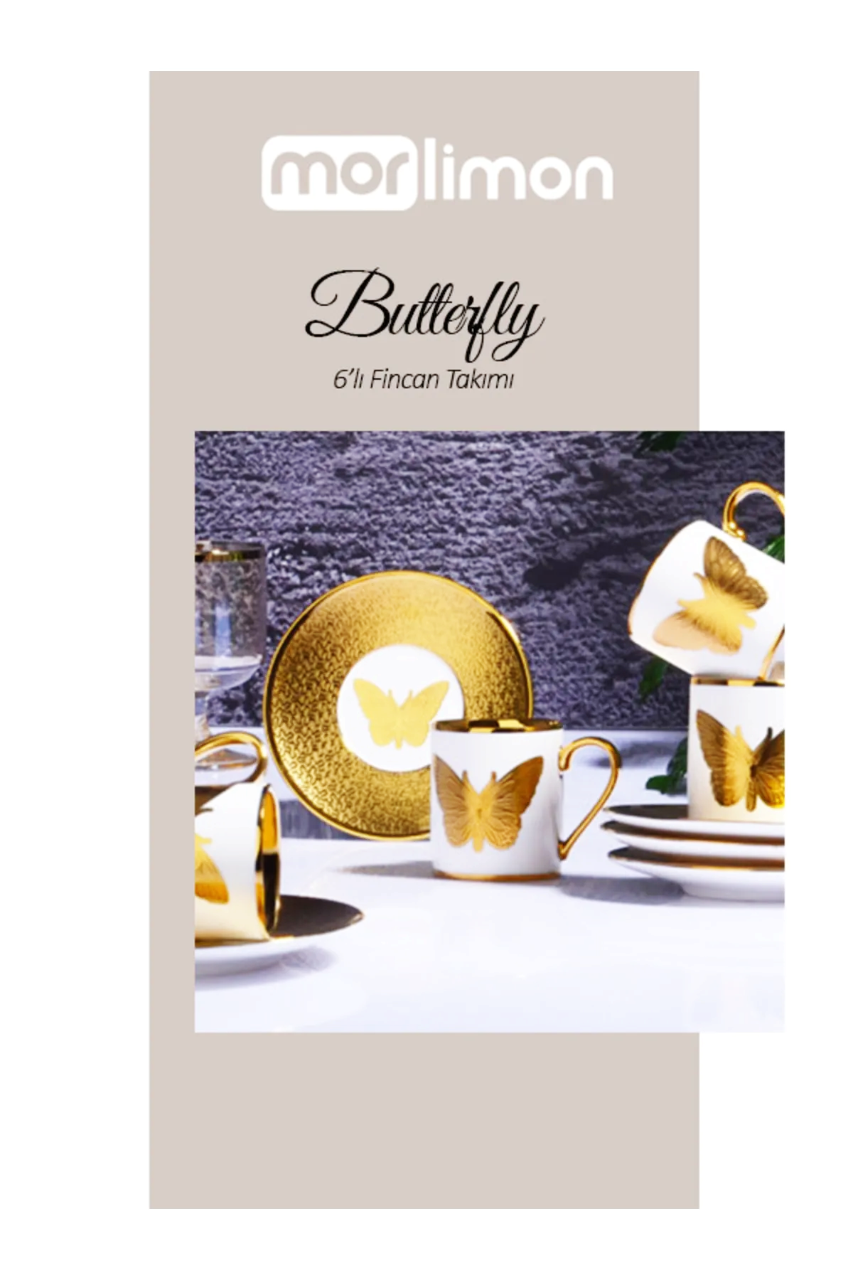 Butterly Porselen 12 Parça 6 Kişilik Kahve Fincan Takımı