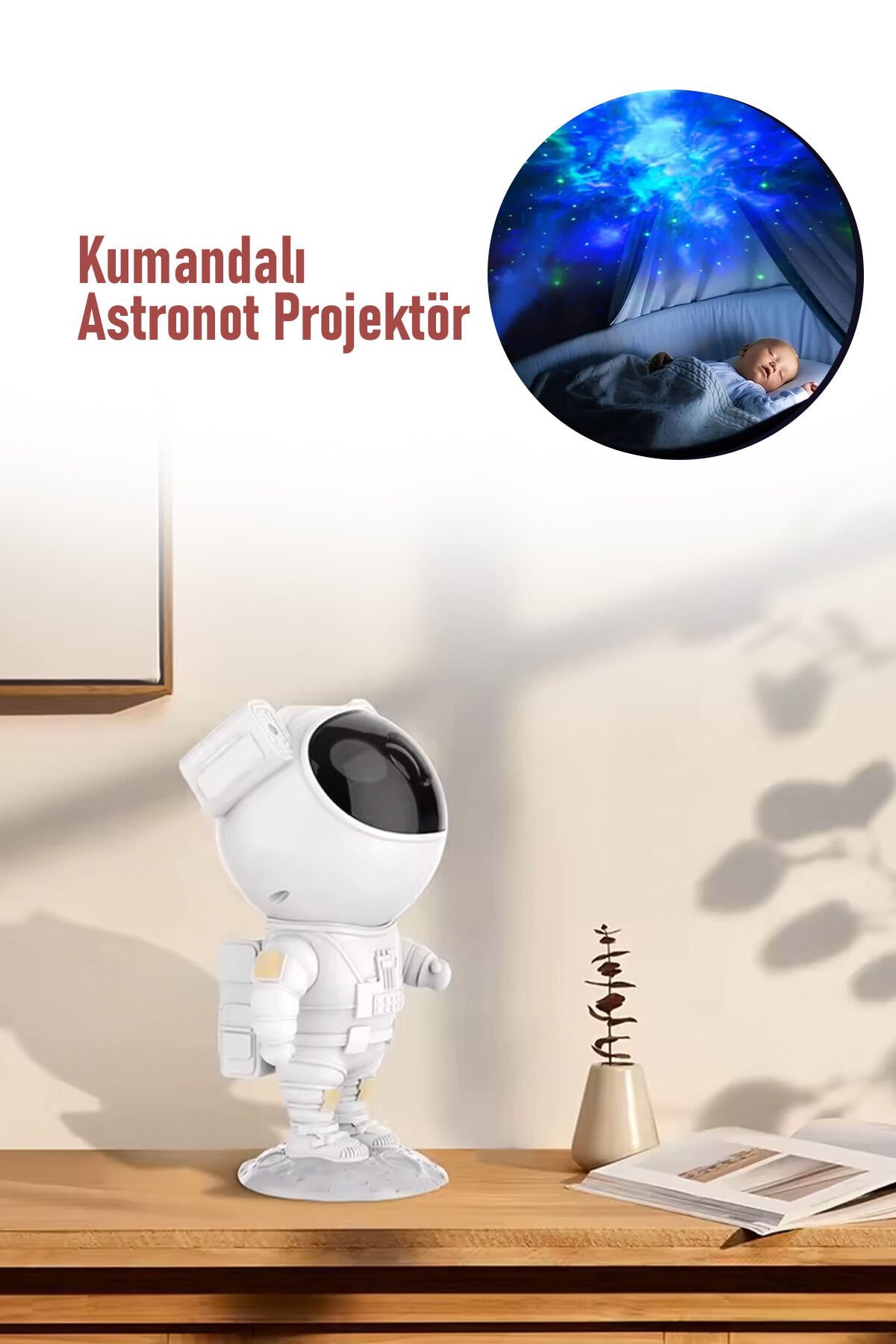 Kumandalı Astronot Projektör Gece Masa Lambası Galaxy Gökyüzü Star Projeksiyon Samanyolu Aydınlatma