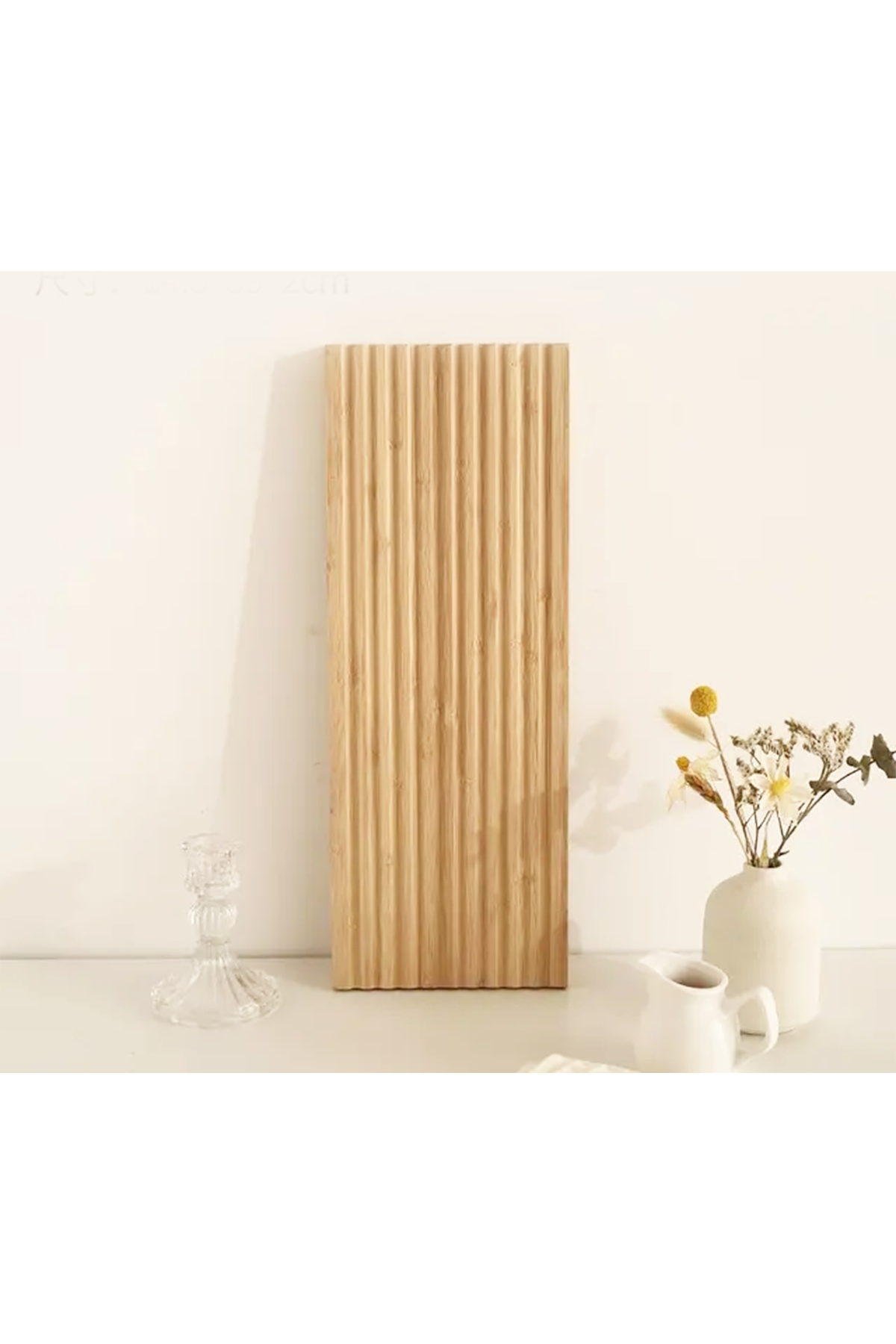 Tina %100 Bambu Oluklu Gökkuşağı Şeklinde Kesme Tahtası - 39x17x1,5 cm
