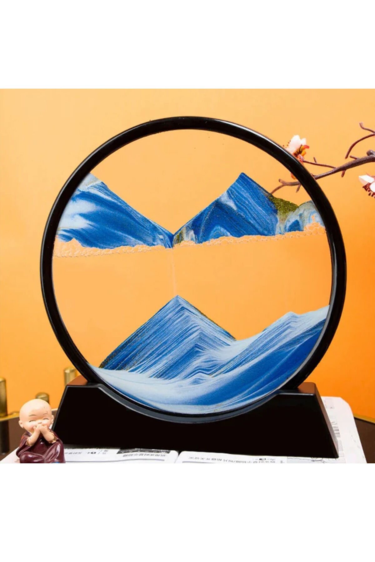 3D Dekoratif Yuvarlak Kum Saati 18cm - Mavi