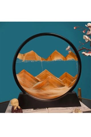 3D Dekoratif Yuvarlak Kum Saati 18cm - Sarı
