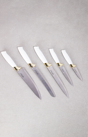 Brenda Paslanmaz Çelik 6 Parça Modern Bıçak Seti - Beyaz