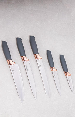 Brenda Paslanmaz Çelik 6 Parça Modern Bıçak Seti - Gri