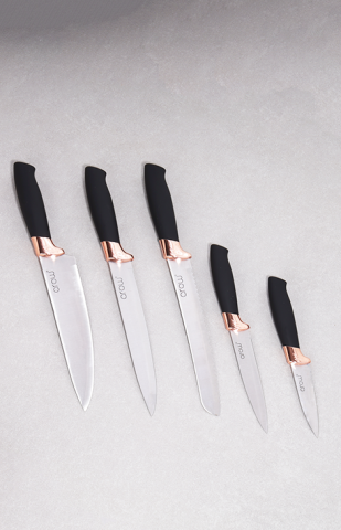 Brenda Paslanmaz Çelik 6 Parça Modern Bıçak Seti - Siyah
