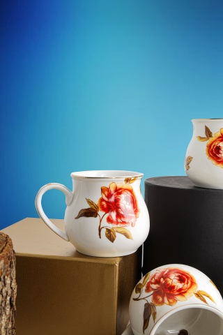 Rose Gül Desenli  Çay & Nescafe Fincanı
