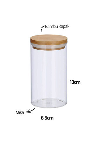 Bambu Kapaklı Vakumlu Kristal Baharatlık 250 ml