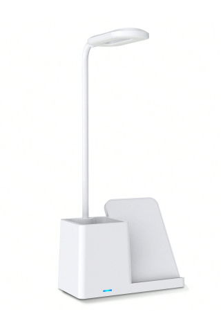 TypeC 15W Kablosuz Şarj Cihazı Kalemlikli Masa Lambası - Beyaz