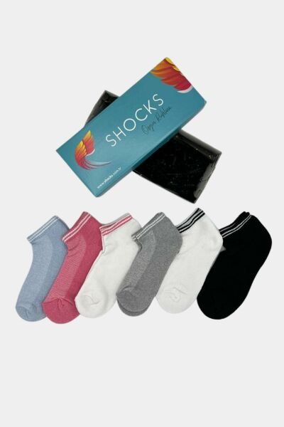 Shocks 6'lı Çizgili Havlu Patik Çorap Kutusu