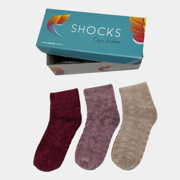 Shocks 3'lü Kadın Kalın Lüks Bambu Havlu Patik Çorap - 1