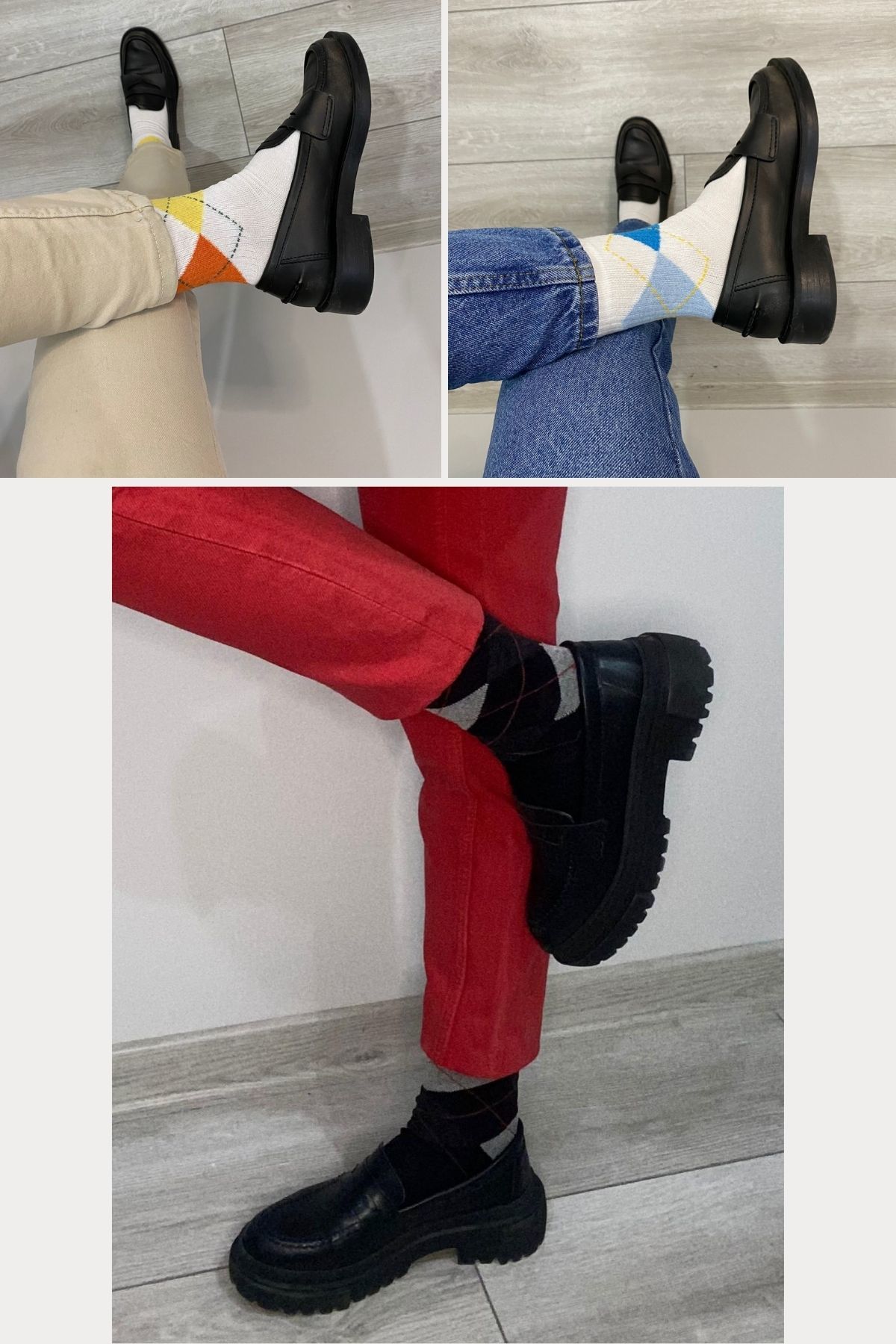 Shocks 3'lü Kadın Ekose Desenli Soket Çorap