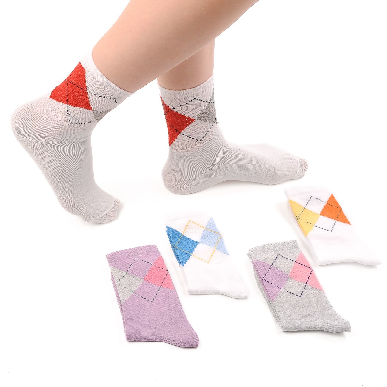 Shocks 5'li Kadın Ekose Desenli Soket Çorap
