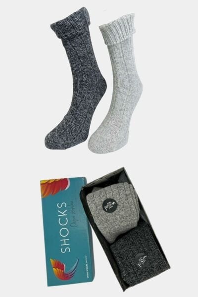 Shocks Erkek 2'li Kışlık Kutulu Yün Çorap Set