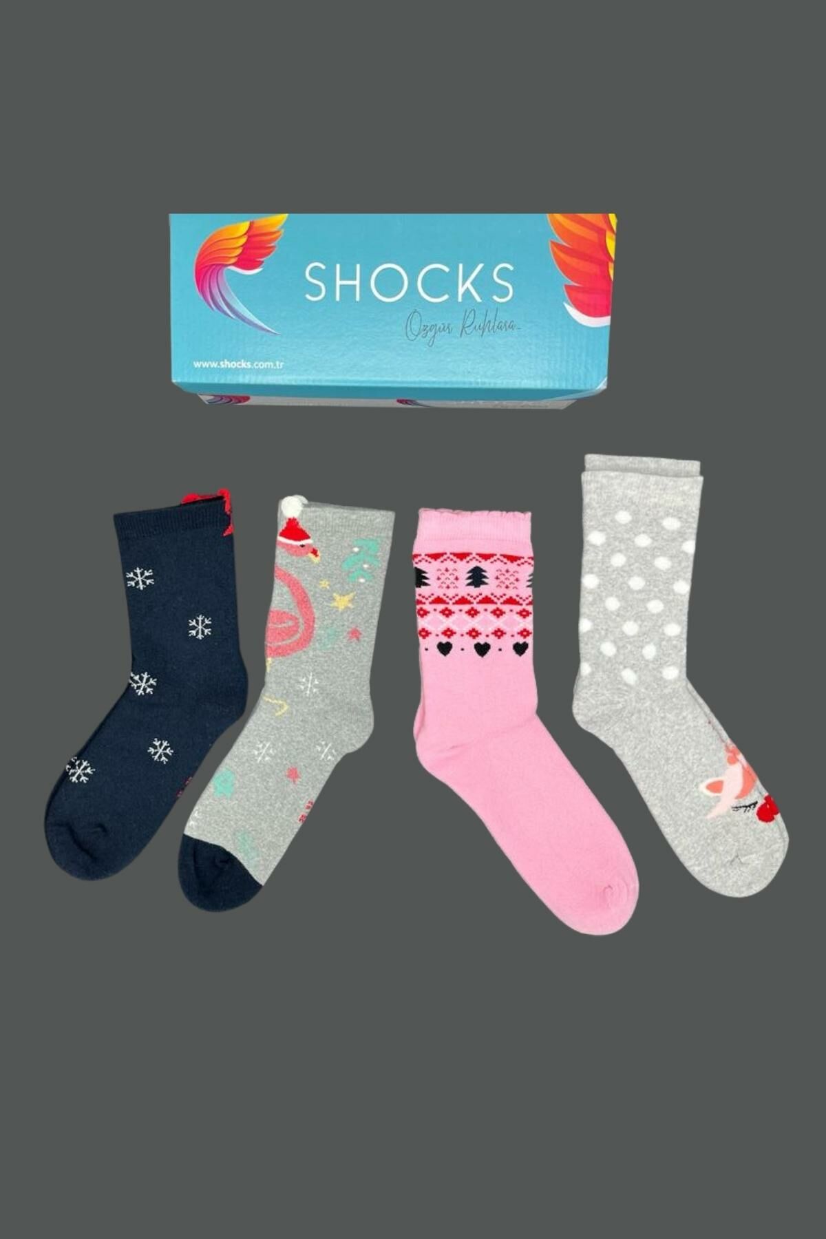 Shocks 4'lü Yeni Sezon Kutulu Yılbaşı Havlu Soket Çorap