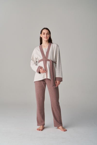 Minoa Hamile /Lohusa Sabahlıklı Kadın 3'lü Pijama Takımı