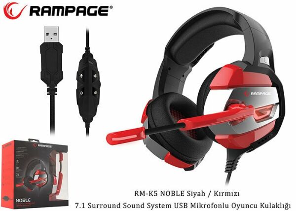 SNOPY RAMPAGE RM-K5 NOBLE KIRMIZI-SİYAH KAFABANTLI KULAKLIK