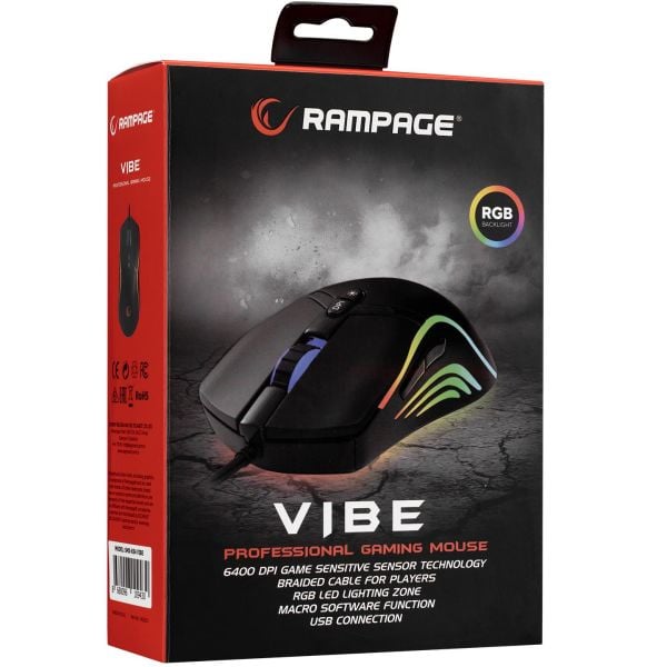 RAMPAGE SMX-R54 VIBE SİYAH AYDINLATMALI GAMING MOUSE