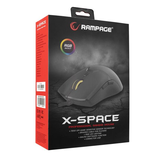 RAMPAGE SMX-R88 X-SPACE SİYAH MAKROLU GAMING MOUSE