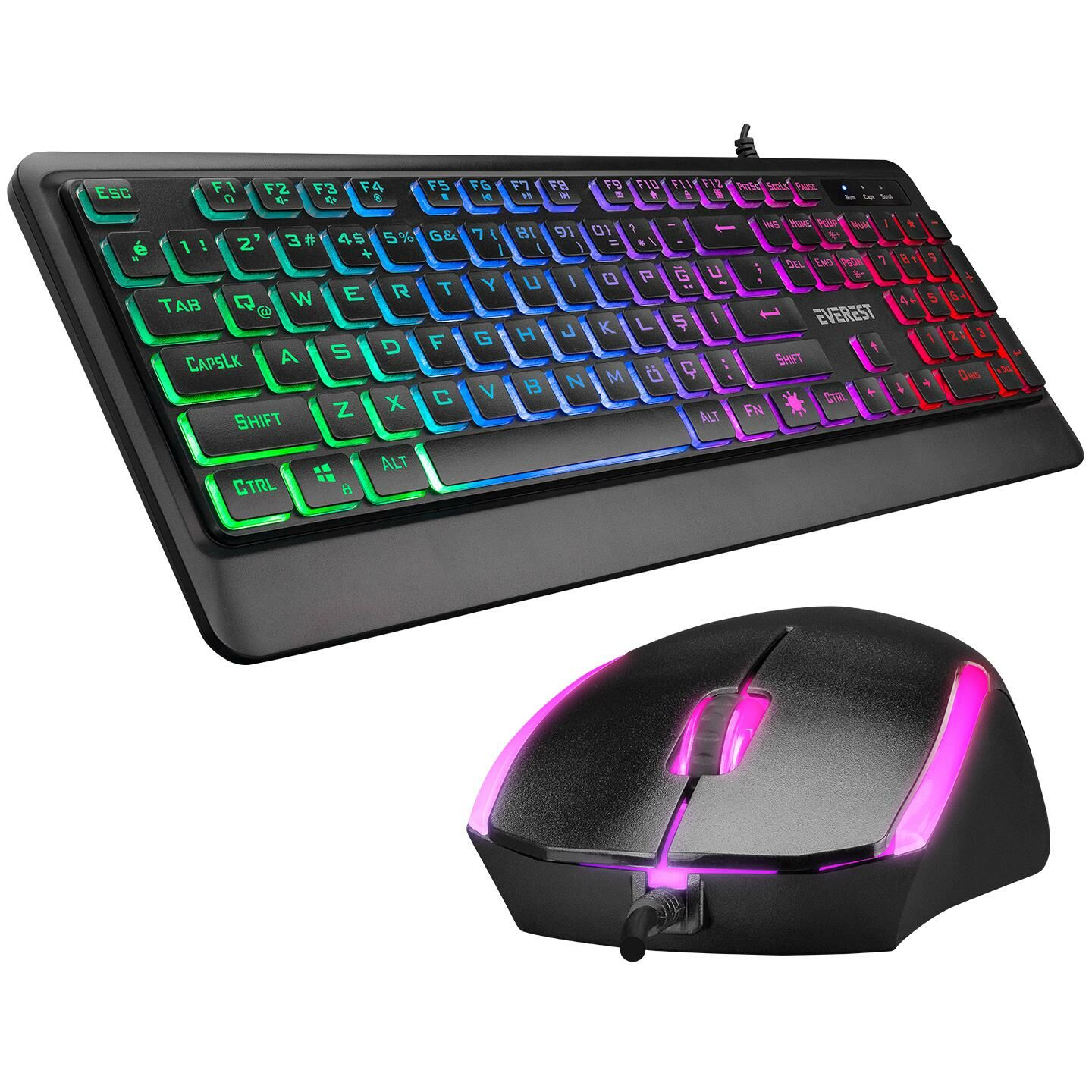 EVEREST KM-R59 FORZA PLUS SİYAH RAINBOW Q KLAVYE+MOUSE SET