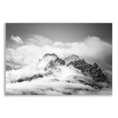 Karla Kaplı Alp Dağları Siyah Beyaz Tablosu - BLK149