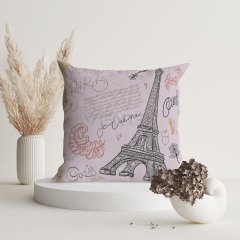 Paris Patterned Throw Pillow Cover - PARCH112