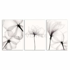 Soyut Çiçekler Bohem Retro Art Minimal 3lü Set Tablosu - MNT136