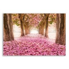 Ağaç Arasında Romantik Pembe Çiçek Manzara Tablosu  - LSC104