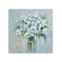 Vazoda Beyaz Çiçek Buketi Yağlı Boya Tablosu - FWN139