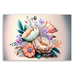 Dekoratif Soyut Renkli Çiçekler Tablosu - FLR119