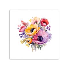 Sulu Boya Renkli Buket Çiçek Tablosu - FLR127