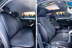 Set of 4 Diamond Patterned Universal Leather Car Seat Cover Seat Cushion