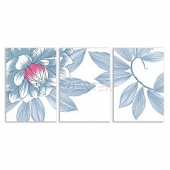 Mavi Çiçekler Minimal 3lü Set Tablosu - MNT101