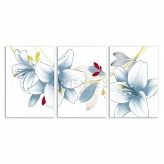 Dekoratif Çiçekler Minimal 3lü Set Tablosu - MNT103