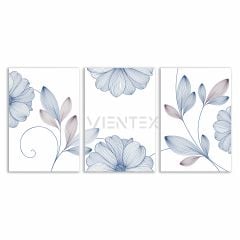 Dekoratif Çiçekler Minimal 3lü Set Tablosu - MNT104