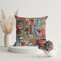 London Patterned Throw Pillow Cover - LONCH107