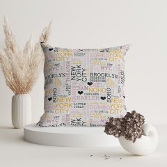 New York Patterned Throw Pillow Cover - NYCCH102