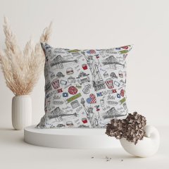 New York Patterned Throw Pillow Cover - NYCCH104