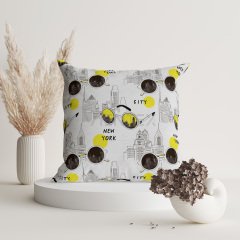 New York Patterned Throw Pillow Cover - NYCCH105