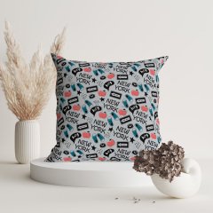 New York Patterned Throw Pillow Cover - NYCCH108