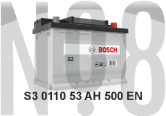 BOSCH S3 - KAPALI SULU - 12V - 53AH - 500CCA