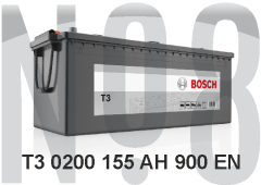 BOSCH T3 - KAPALI SULU - 12V - 155AH - 900CCA