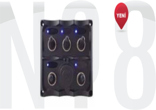 SWITCH PANEL 5 Lİ İZOLELİ,12V SOKETLİ 110*100mm