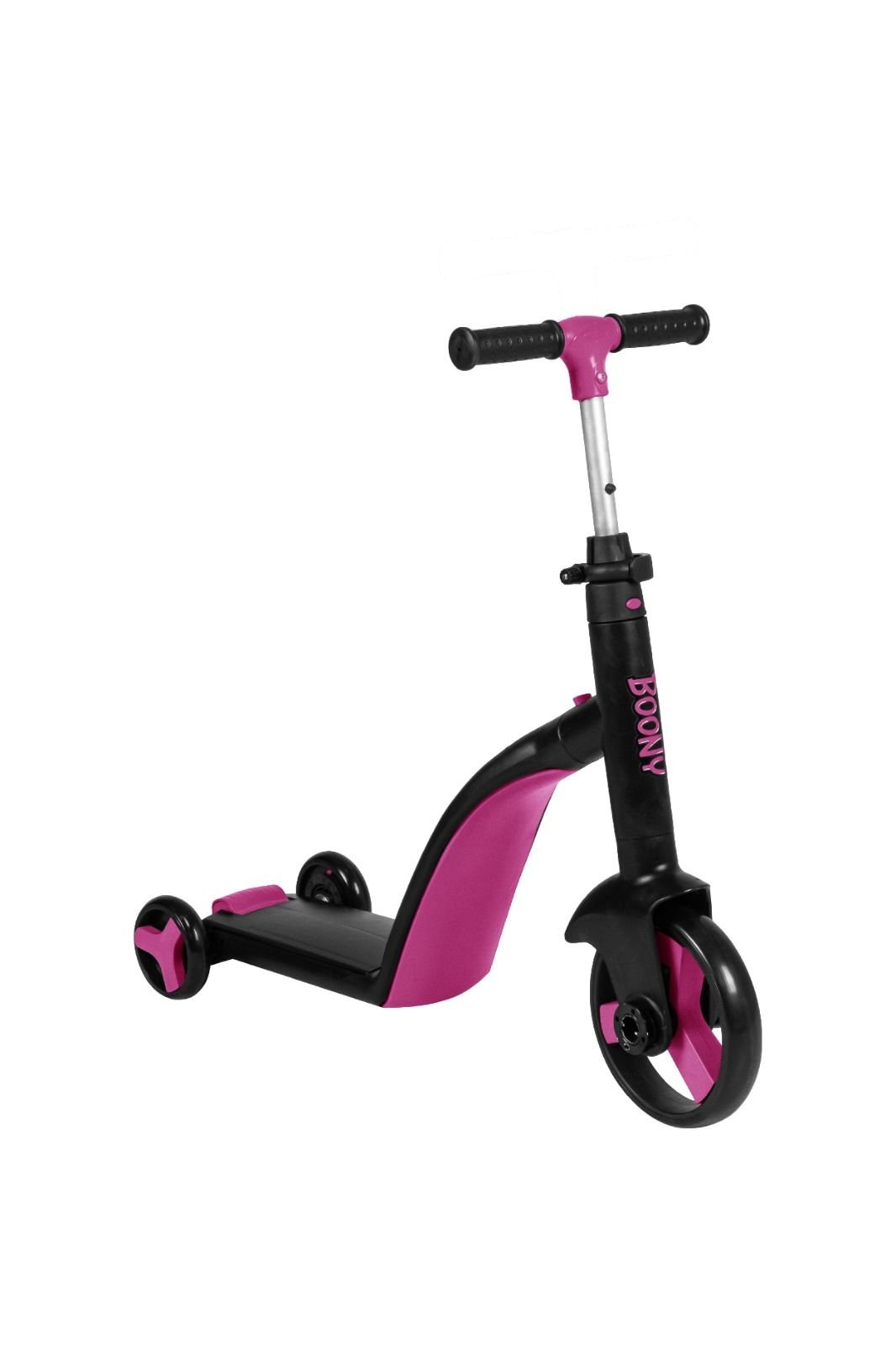BOONY PEMBE ÇOCUK SCOOTER- BİSİKLET 1 ÜRÜN 3 ÖZELLİK 50 KG TAŞIMA KAPASİTELİ