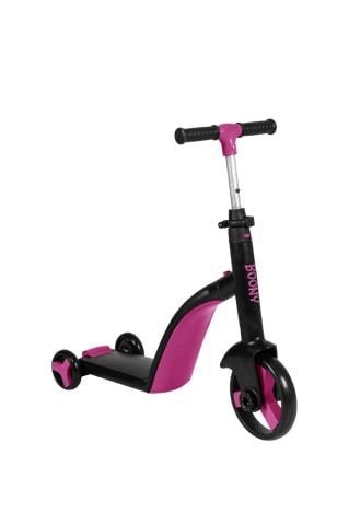 BOONY PEMBE ÇOCUK SCOOTER- BİSİKLET 1 ÜRÜN 3 ÖZELLİK 50 KG TAŞIMA KAPASİTELİ