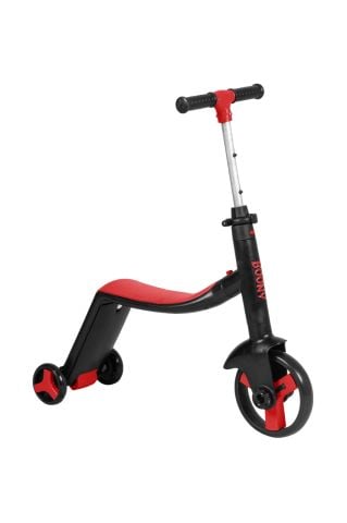 BOONY KIRMIZI ÇOCUK SCOOTER- BİSİKLET 1 ÜRÜN 3 ÖZELLİK 50 KG TAŞIMA KAPASİTELİ