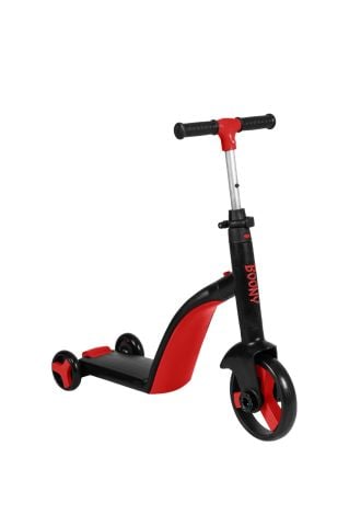 BOONY KIRMIZI ÇOCUK SCOOTER- BİSİKLET 1 ÜRÜN 3 ÖZELLİK 50 KG TAŞIMA KAPASİTELİ