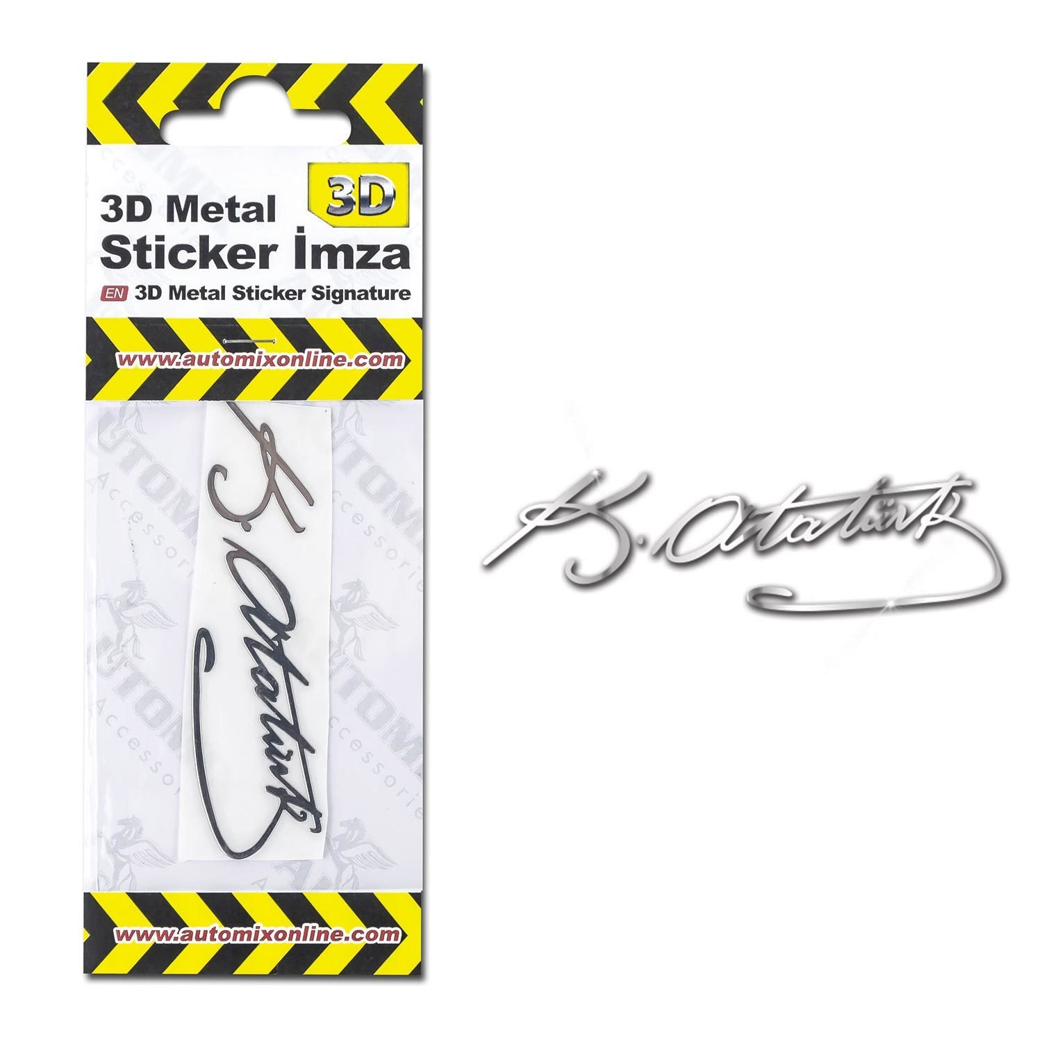 3D Metal Sticker K.Atatürk İmza