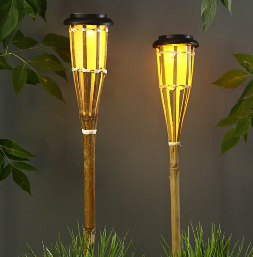Solar Lamba Doğal Bambu 65 Cm